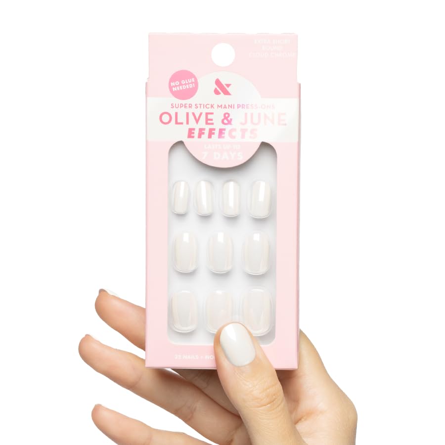 Olive & June Effects Super Stick Mani Press On Nails | Extra Short Round | No Glue Needed | 32 Tab Nails in 16 Sizes | Non-Toxic Tabs | Easy On-Off Beauty & Personal Care Olive & June