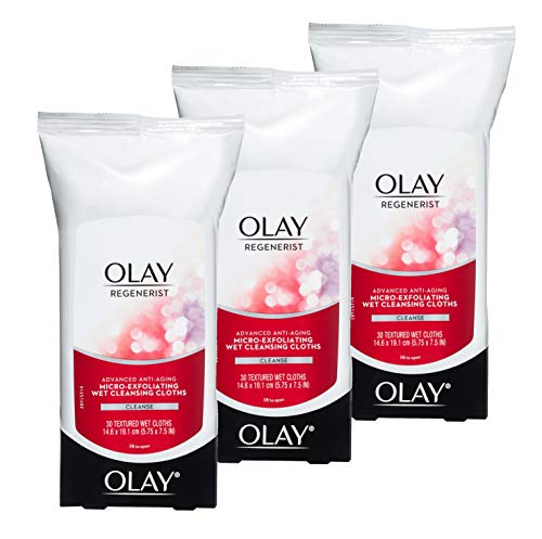 Olay Makeup Remover Wipes, Regenerist Micro-Exfoliating Wet Cleansing Cloths, Facial Cleanser for Women - Exfoliates, Refreshes, Smooths Texture Beauty and Personal Care Olay Default Title