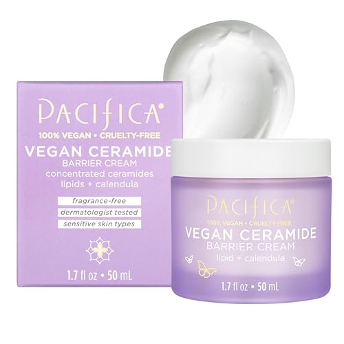 Pacifica Face Cream - Vegan Ceramide Barrier Cream w/Niacinamide & Shea Butter - Hydrating Daily Face Moisturizer Fragrance Free for Sensitive Skin