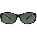 Dioptics / Solar Shield Polarized Oval Fits Over Sunglasses AZT- FO-029, Glossy Black frame, Smoke lenses Large, FO-029 BLK