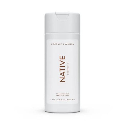 Native Coconut & Vanilla Body Wash 3 oz Travel