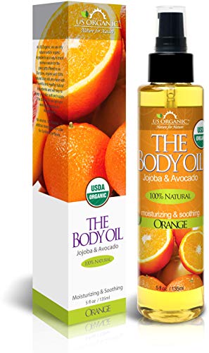 US Organic Body Oil - Fresh Orange - Jojoba and Avocado Oil with Vitamin E, USDA Certified Organic, No Alcohol, Paraben, Artificial Detergents, Color Beauty and Personal Care US Organic