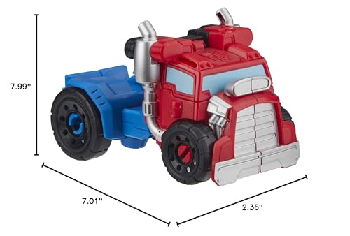 Transformers Playskool Heroes Rescue Bots Academy Optimus Prime Converting Toy, 4.5-Inch Action Figure, Toys for Kids Ages 3 and Up