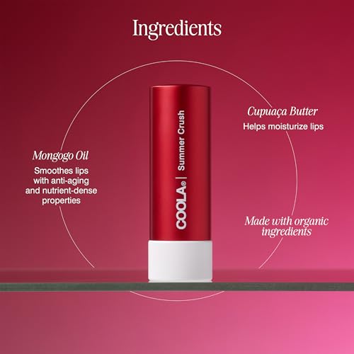 COOLA Organic Tinted Lip Balm & Mineral Sunscreen with SPF 30, Dermatologist Tested Lip Care for Daily Protection, Vegan, Summer Crush, 0.15 Ounce