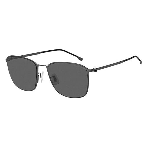 HUGO BOSS Unisex Sunglasses, Matte Dark Ruthenium, 59