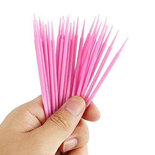 Coobbar 100pcs/lot Durable Micro Disposable Eyelash Extension Mascara Brush Eyelash Glue Cleaning Stick for Women (Pink)