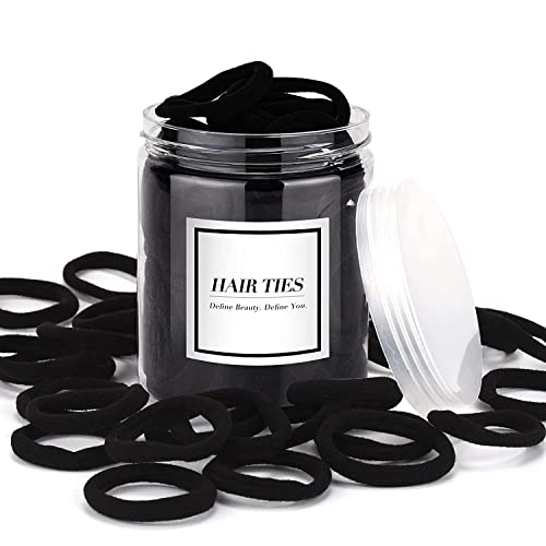 iFwevs 50PCS Black Hair Ties,Cotton Seamless Ponytail Holders,No Damage Elastics Hair Bands for Thick Heavy &Curly Hair Beauty and Personal Care iFwevs Default Title