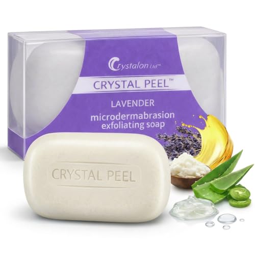 Exfoliating Bar Soap for Men & Women, Crystal Peel Luxury Microdermabrasion Hydrating & Exfoliating Body Soap Bar, Solid Magnesium Mineral Scrub