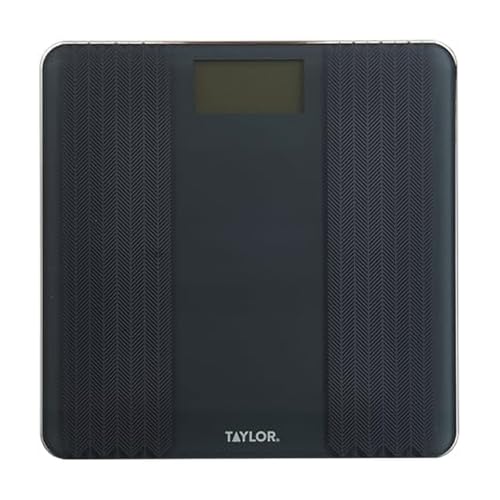 Taylor Glass Textured Paint Herringbone Design Digital Bathroom Scale, Gray, 5273274