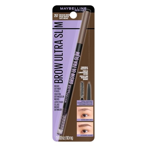 Maybelline Express Brow Ultra Slim Eyebrow Makeup, Brow Pencil with Precision Tip and Spoolie for Defined Eyebrows, Medium Brown, 1 Count (Packaging Beauty and Personal Care MAYBELLINE Default Title
