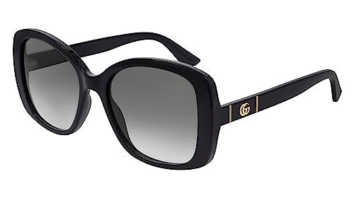 Gucci Women's GG0762S Sunglasses, Black-Black-Grey, 56, black, 56-18 - 145