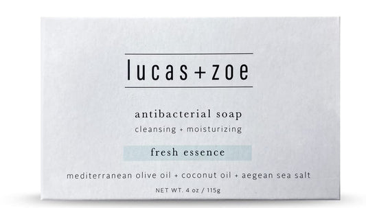 Lucas + Zoe Fresh Essence Antiseptic Bar Soap - 4 Ounce Moisturizing Body Soap Bar Made With Natural Ingredients Like Mediterranean Olive Oil, Coconut