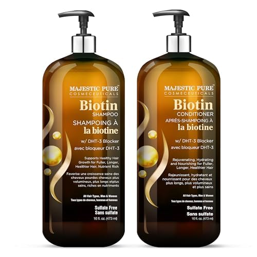 MAJESTIC PURE Biotin Shampoo and Conditioner Set with DHT Blocker Complex - Hydrating, Nourishing & Supporting Healthy Hair, Sulfate Free, for Men