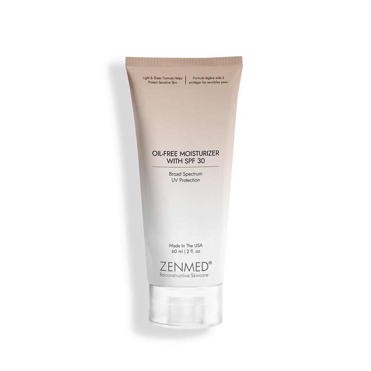 ZENMED Oil-Free Moisturizer with SPF 30-2 oz. 100% PABA-Free Light & Sheer Formula Helps Protect Sensitive & Troubled Skin Types For Oily & Acne Skin