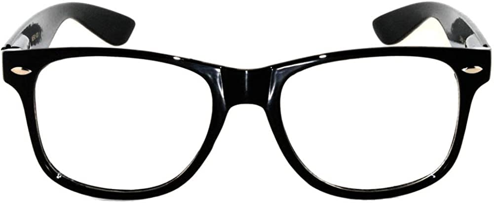 Men's Women's Clear Lens Vintage Retrp Sunglasses 80's Style with Black Frame