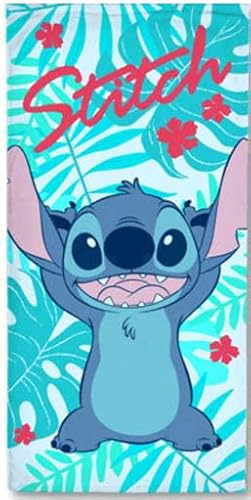 Disney Stitch Beach Towel, Tropical Pattern Playful Palms - 27" x 54"