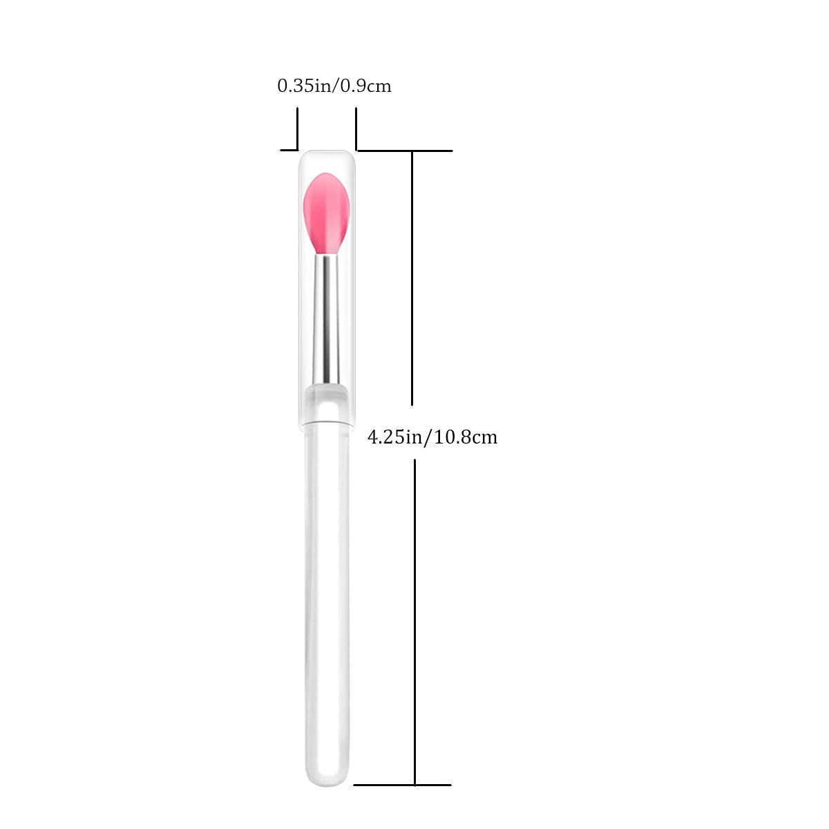 LORMAY Silicone Lip Brushes with Transparent Handles and Caps. Perfect Tools for Applying Cream Lip Mask, Eyeshadow, and Lipstick (8pcs, Multicolor)