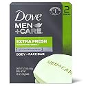 Dove Men+Care Body Soap and Face Bar More Moisturizing Than Bar Soap Extra Fresh Effectively Washes Away Bacteria, Nourishes Your Skin 3.75 oz 2 Bar