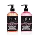 tgin Rose Water Shampoo + Conditioner Duo for Curly, Coily and Wavy Hair, Sulfate Free, with Rose Water, Acai Berries, Nourishes and Detangles Dry