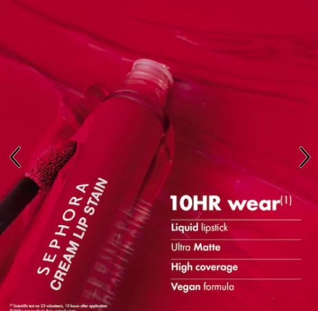 SEPHORA Favorites Cream Lip Stain Liquid Lipstick - 125 Rose Flambe (matte hot pink red) - 5 mL/ 0.6 fl oz