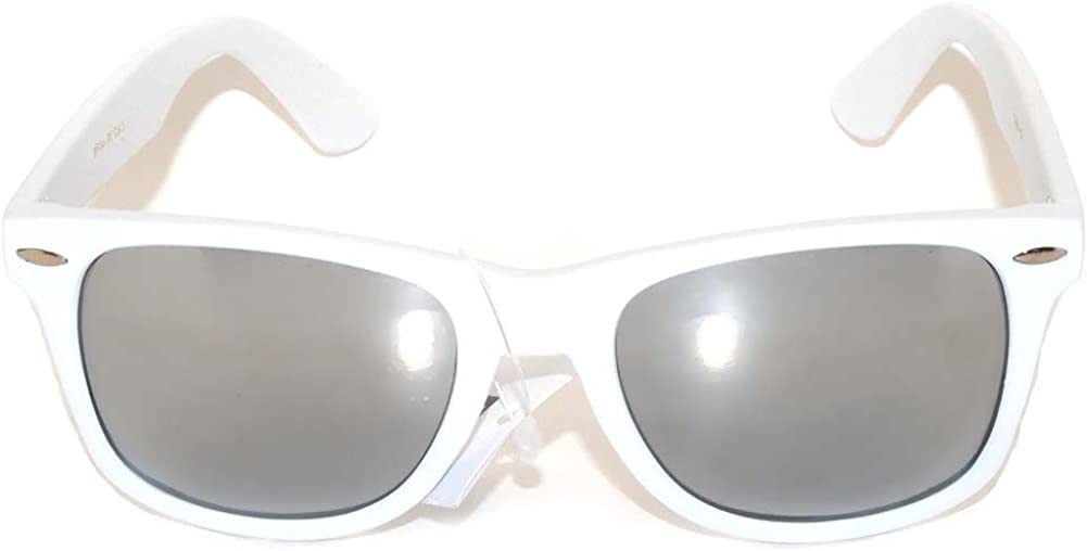 Vintage Sunglasses with Silver Mirror Lens White Frame UV Protection