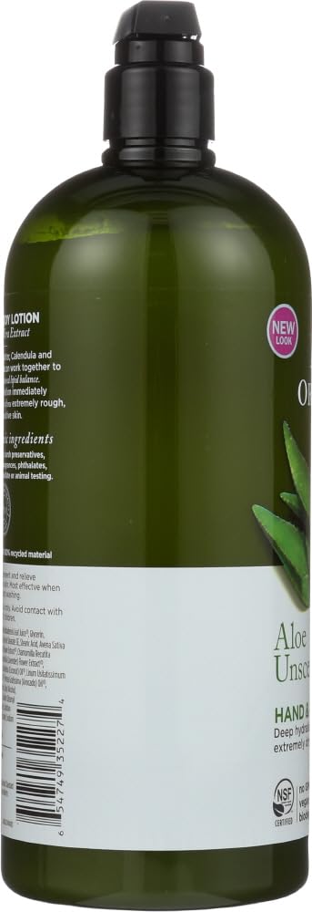 Avalon Organics Hand & Body Lotion for Dry Skin Aloe Unscented, 32 OZ