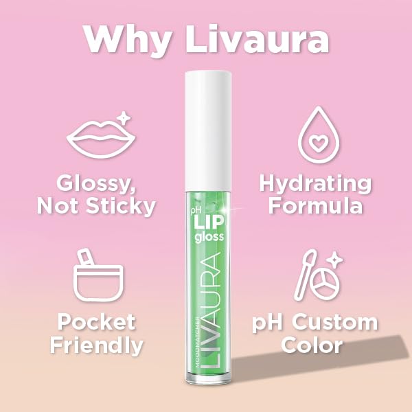 LIVAURA Tinted Lip Gloss for Women, pH Activated Hydrating, Moisturizing, Shiny Lipgloss, Non Sticky LipGloss, Glossy Lip Tint, Lip Shine, Smooth Lip