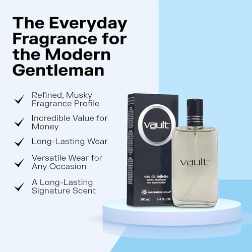PB ParfumsBelcam Vault Eau De Toilette Spray for Men – Bold Fresh Musk with Bergamot, Sandalwood & Sweet Grass Notes, Long-Lasting Masculine Fragrance