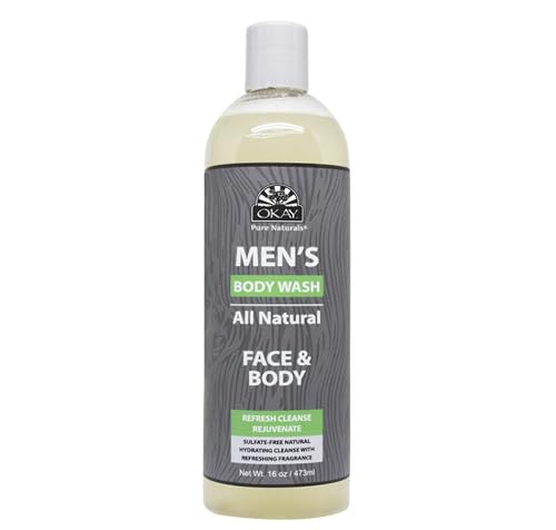 Okay men's all natural body & face wash 16 fluid ounce, Yellow, 16 Fluid Ounce