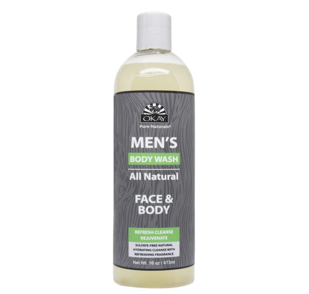 Okay men's all natural body & face wash 16 fluid ounce, Yellow, 16 Fluid Ounce