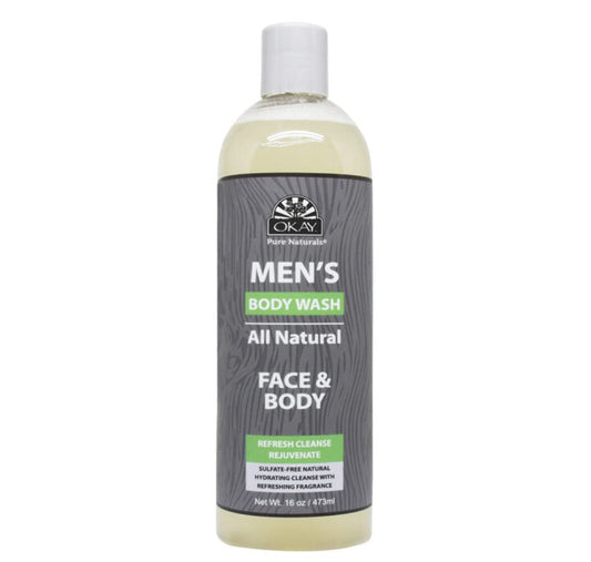 Okay men's all natural body & face wash 16 fluid ounce, Yellow, 16 Fluid Ounce