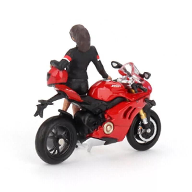 TSMMODEL Mini GT Ducati Panigale V4 S Motorcycle Model with Diecast Girl Figure, 1:64 (2.5 Inches) Scale, Red by Mini GT