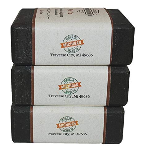 Traverse Bay Bath and Body Pine Tar Soap - Natural Cold Process Handmade Soap with Essential Oils - Pine Tar For Men With Activated Charcoal