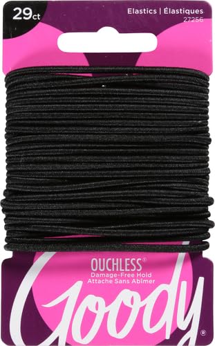 Goody Ouchless Womens Elastic Hair Tie - 29 Count, Black - 2MM for Fine to Medium Hair - Pain-Free Hair Accessories for Women Perfect for Long Lasting