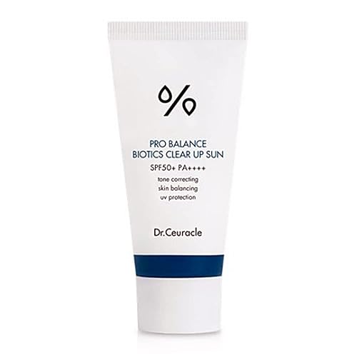 [Dr.Ceuracle] Pro Balance Biotics Clear Up Sun SPF 50+ PA+++ (1.7 fl.oz) | A Probiotics Sunscreen | Tone Correcting, Skin Balancing, Mild Hydrating