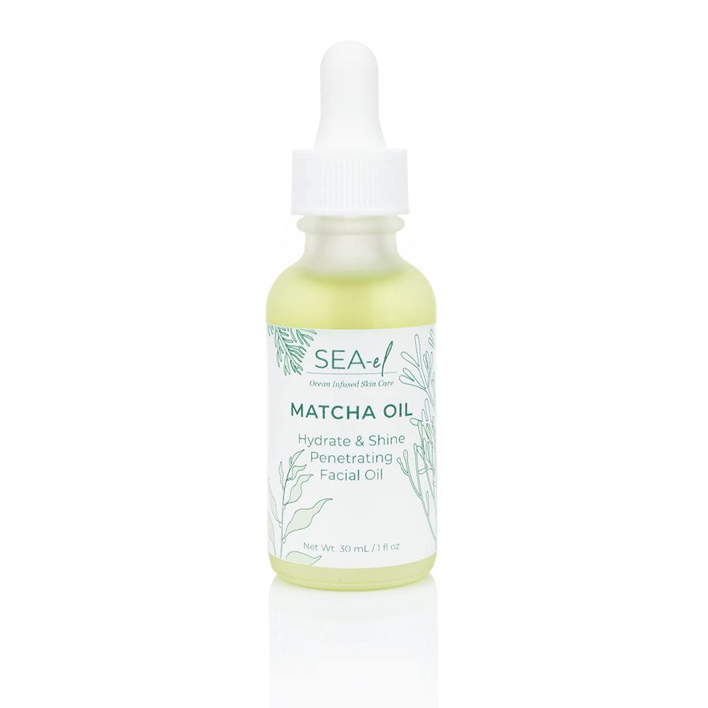 Sea-El Matcha Face Oil Skincare - Hydrating Glow Green Tea & Sea Kelp Facial Oil Blend - Calming & Deeply Penetrating Antioxidant-Rich Moisturizer