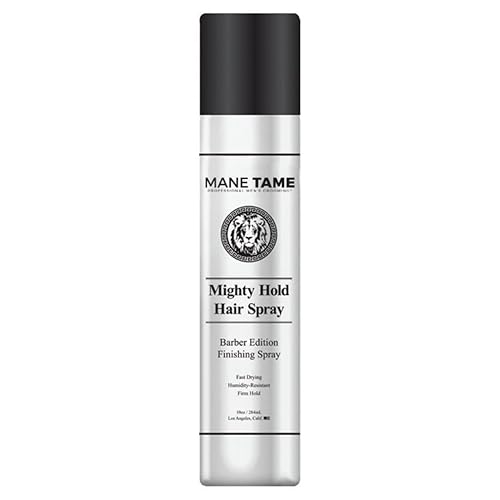 MANE TAME Mighty Hold Hair Spray for Men 10oz - Barber Edition, Fast Drying, Humidity Resistant, Firm Hold - Best used as a Finishing Spray
