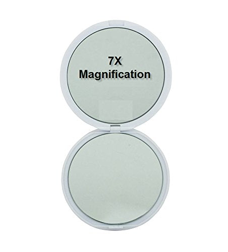 SKÖN lifestyle - Jessy, Perfect 7X/1X Travel Mirror - Large 4 Inch Compact Glass Mirrors - 7X magnification and traditional 1X mirror, Full 180 degree