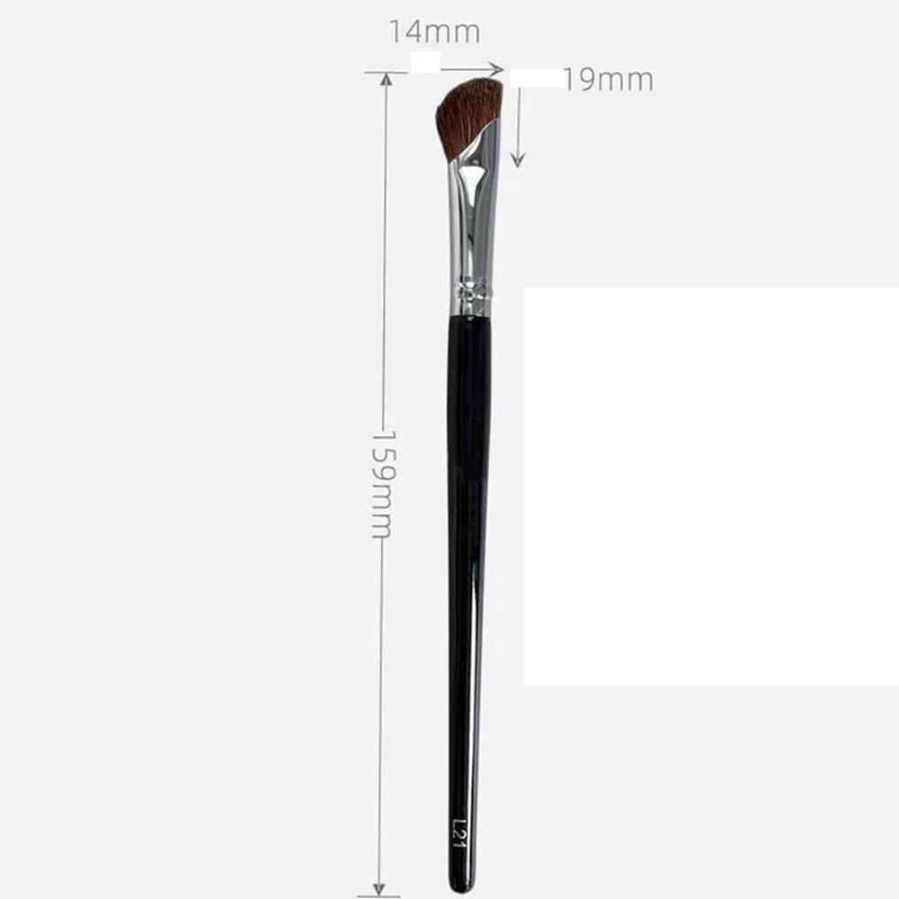 2PCS Angled Shading Eyeshadow Makeup Brush - Eye Brow Bone Highlighter, Nose Contour Brush, Small Soft Natural Horse Bristle Slanted, 6 in Long