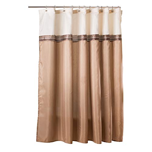 Lush Decor Terra Shower Curtain Single 72" W x 72" L Beige & Ivory - Fabric Shower Curtains for Bathroom - Neutral Bathroom Curtain - Modern Glam…