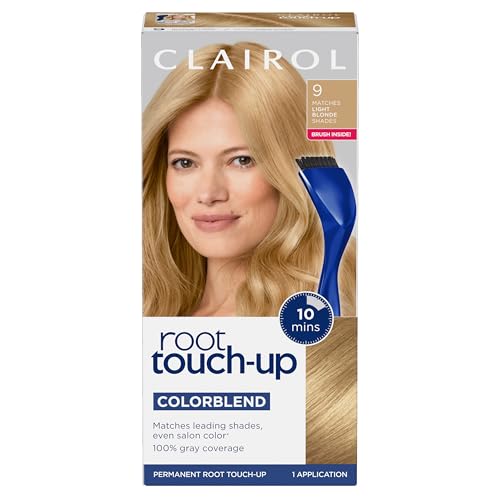 Clairol Root Touch-Up by Nice'n Easy Permanent Hair Dye, 9 Light Blonde Hair Color | 100% Gray Coverage | Easy Brush Application | Matches