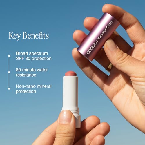 COOLA Organic Tinted Lip Balm & Mineral Sunscreen with SPF 30, Dermatologist Tested Lip Care for Daily Protection, Vegan, Summer Crush, 0.15 Ounce