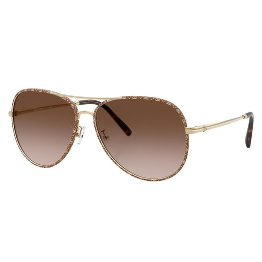 Tory Burch TY 6114 336013 Light Gold Metal Pilot Sunglasses Brown Gradient Lens