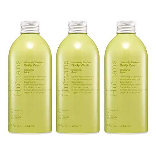 Hey Humans Banana Aloe Moisturizing Body Wash with Natural Ingredients & Jojoba Oil | Clean, Vegan, Sulfate Free Bath & Body Wash for Women & Men |
