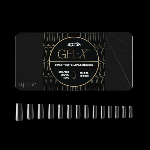 Aprés Gel-X® Square Box of Nail Tips | 280 Gel-X Tips, Soft Tips, 14 Sizes 00-9 | Half-sizes Included (Sculpted Square Long, 280 Count) Beauty & Personal Care APRÉS