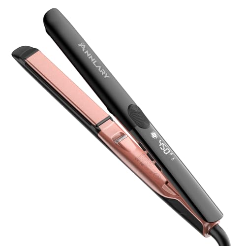 Annlary Hair Straightener 1 Inch Flat Iron and Curler 2 in 1 Titanium Ceramic Ionic Dual Voltage Straightener with Heat-Resistant Silicone, for Less Beauty and Personal Care ANNLARY Default Title