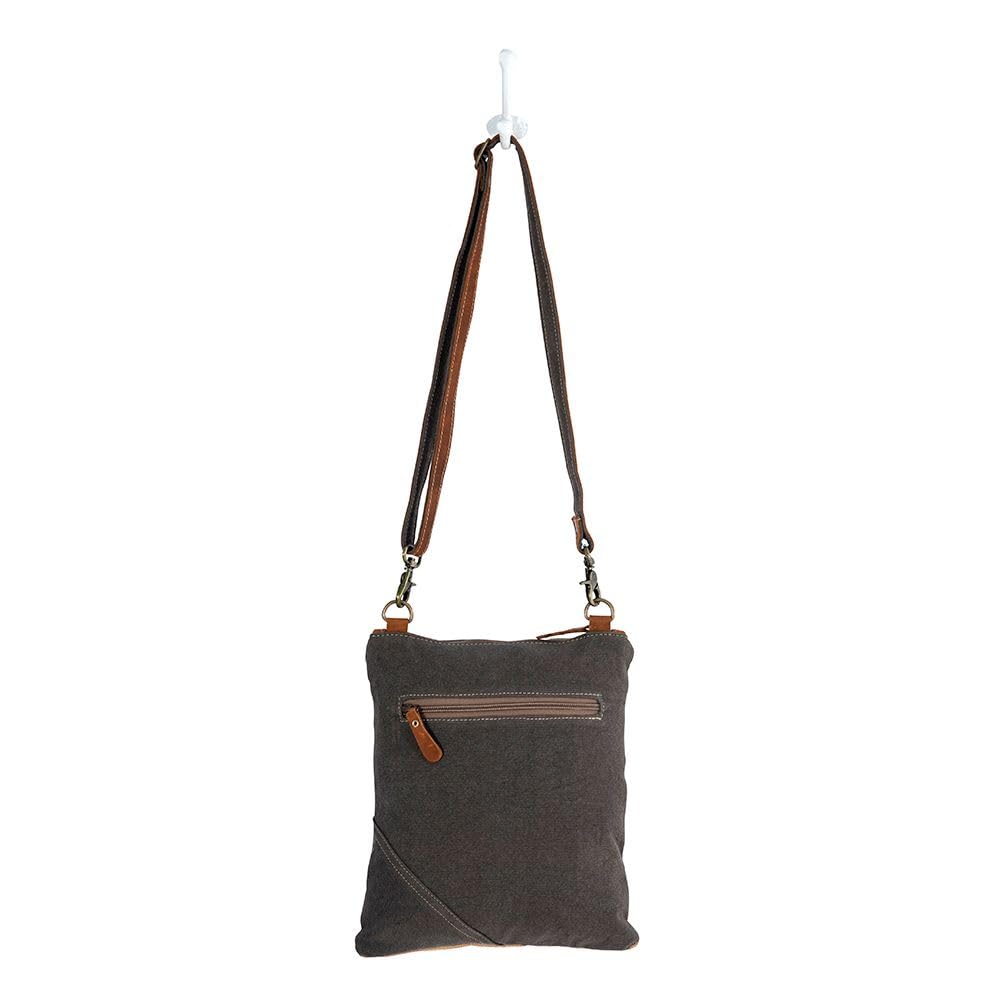 Myra Bag Crossbody Bag for Women - Western Upcycled Canvas & Leather Shoulder Handbag Brown