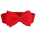 SportsWell Women's Fashionable Bowknot Wide Belt Girls Lady Stretch Cinch Dress Waistband Red