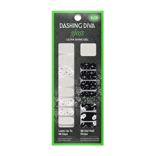 Dashing Diva Gloss Nail Strips - Ghostly Touch | UV Free, Chip Resistant, Long Lasting Gel Stickers | 32 Wraps, 1 Prep Pad, 1 File Beauty & Personal Care Dashing Diva