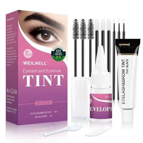 WEILNELL Eyelash & Eyebrow Color Kit, Professional Instant Black Lash & Brow Color Kit, Eye Lash & Eye brow Coloring Set with Natural Bushy Results Beauty and Personal Care WEILNELL Default Title